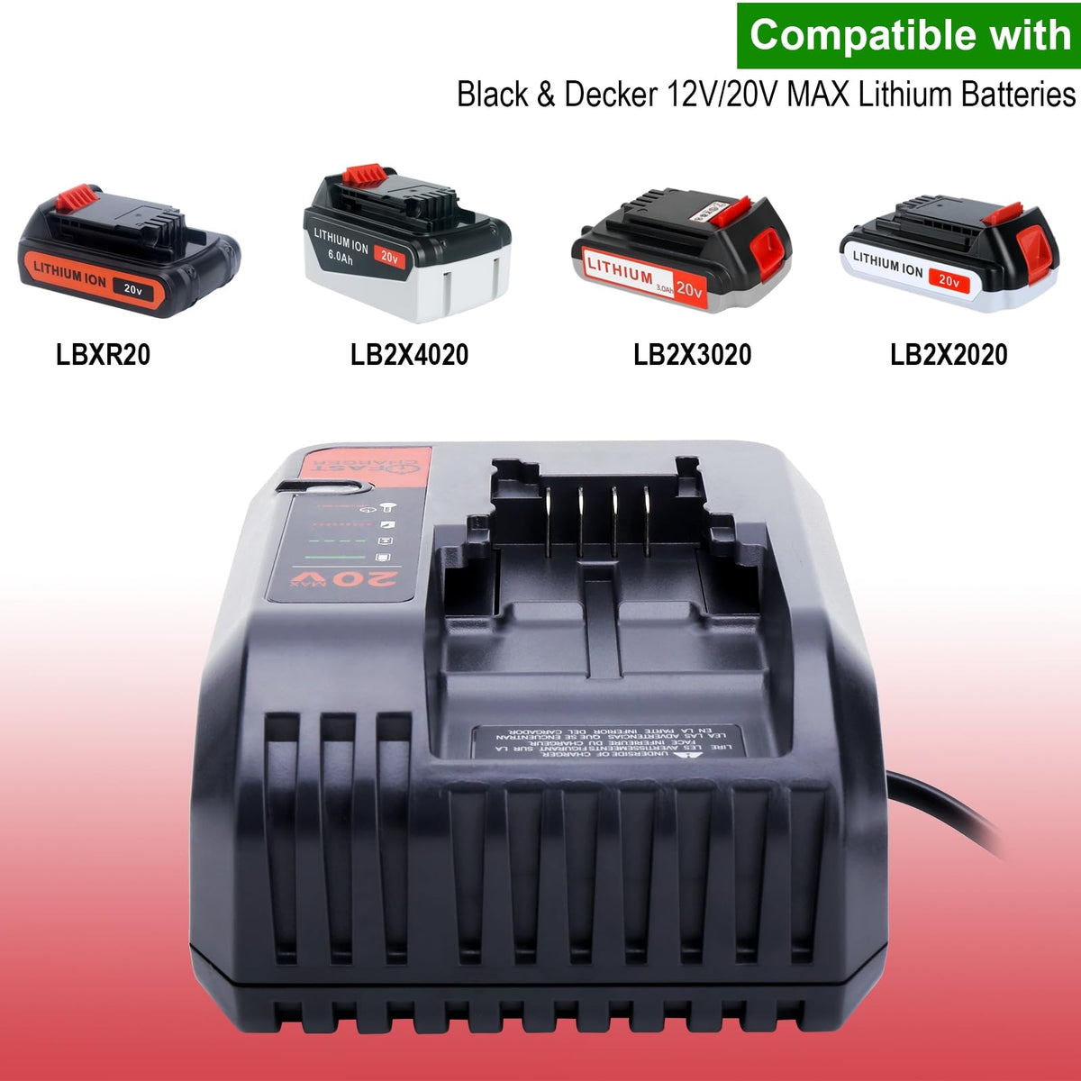 Kekepowtobat BDCAC202B universal compatibility with Black & Decker batteries