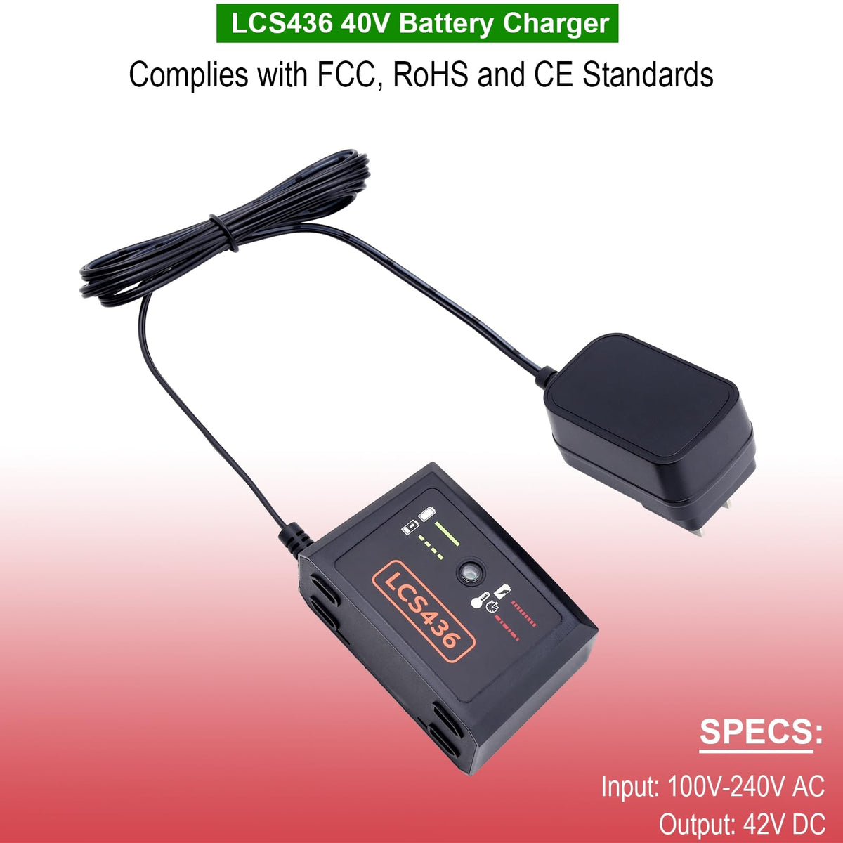 Kekepowtobat compact charger on workbench demonstrates space-saving design.