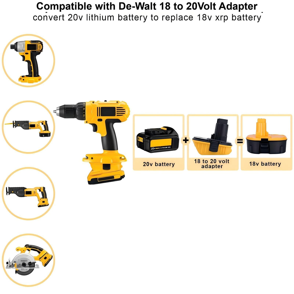Kekepowtobat DCA1820 adapter connected to an 18V tool for extended life.