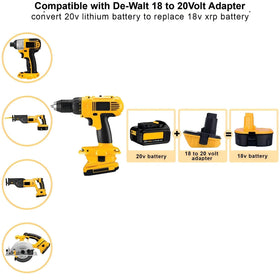 Kekepowtobat DCA1820 adapter connected to an 18V tool for extended life.