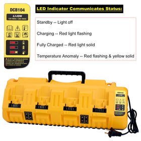 Kekepowtobat DCB104 universal compatibility supports 12V, 20V, and 60V MAX batteries.