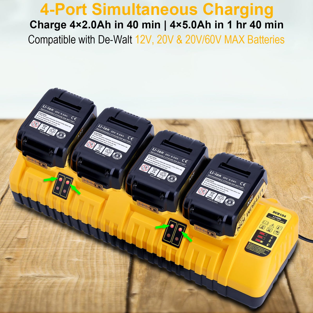 Kekepowtobat DCB104 cooling vents ensure stable performance during multi-battery charging.