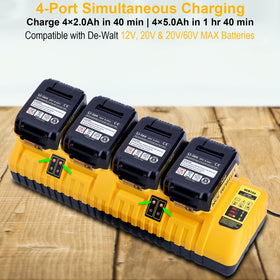 Kekepowtobat DCB104 cooling vents ensure stable performance during multi-battery charging.