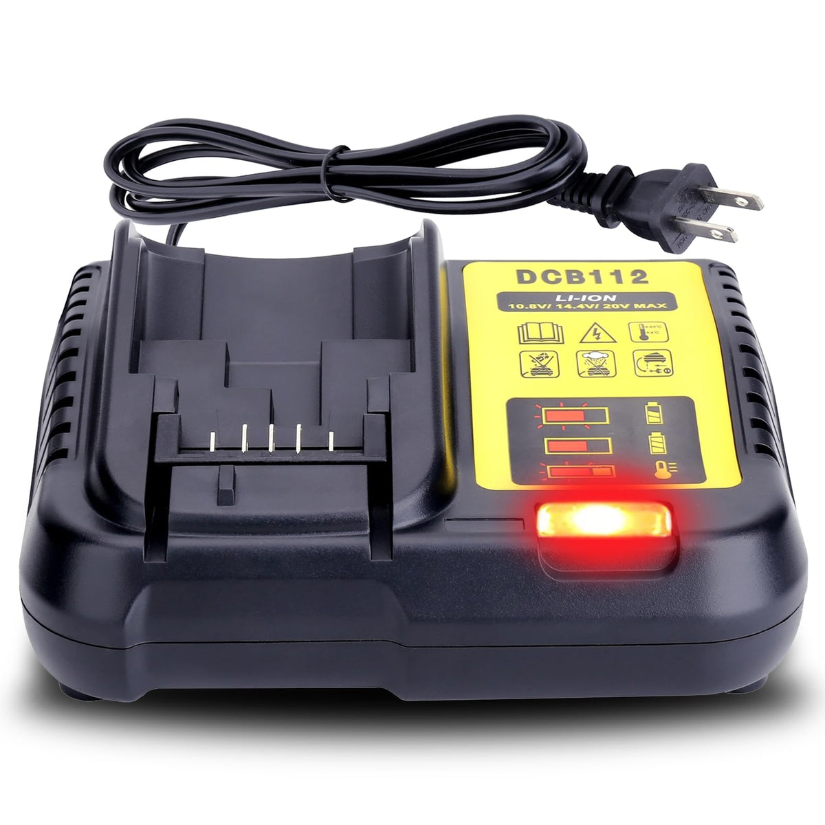 Kekepowtobat DCB112 replacement part for DeWalt chargers ensures reliable charging.