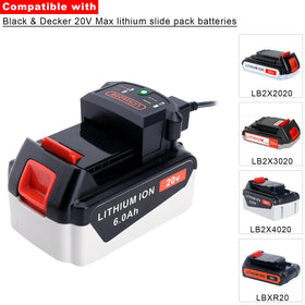 Kekepowtobat LCS1620B with LBXR20 battery docked, showcasing compact, space-saving design.