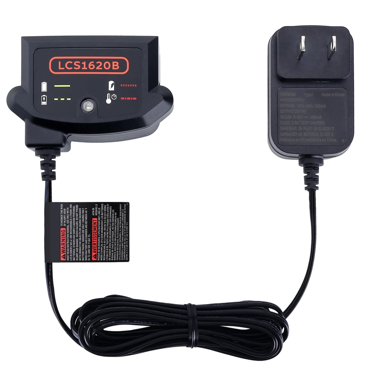 Kekepowtobat LCS1620B connected to a 20V battery during charging.