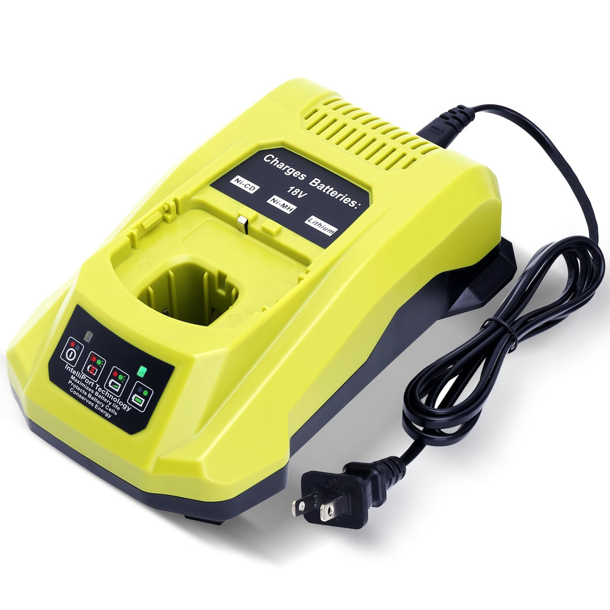 Kekepowtobat P117 Rapid Charger front view highlighting Ryobi compatibility