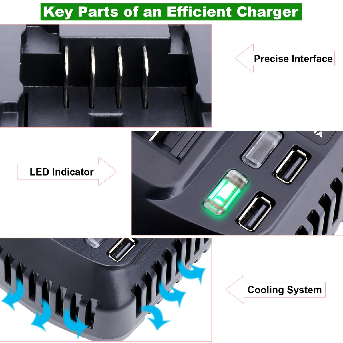 Compact and portable Kekepowtobat V20 charger design fits in any workspace.