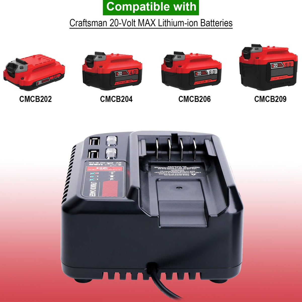Kekepowtobat V20 charger delivers 60-minute fast charging for efficiency.