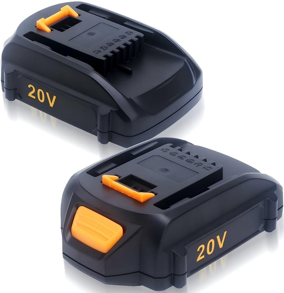 Kekepowtobat WA3525 20V battery two-pack powers Worx tools with extended runtime.