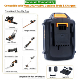 Kekepowtobat 20V Worx compatibility provides consistent power across tools.