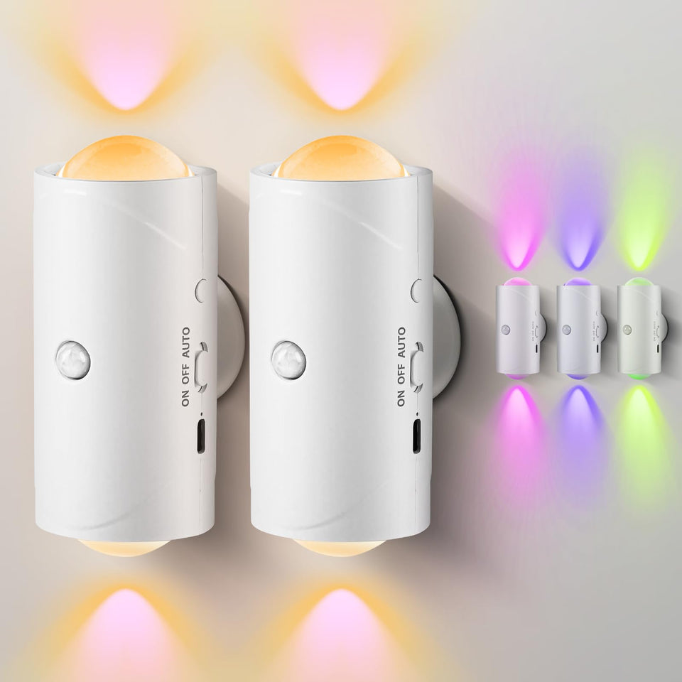 Keledz LED motion sensor night light on staircase providing safe step illumination