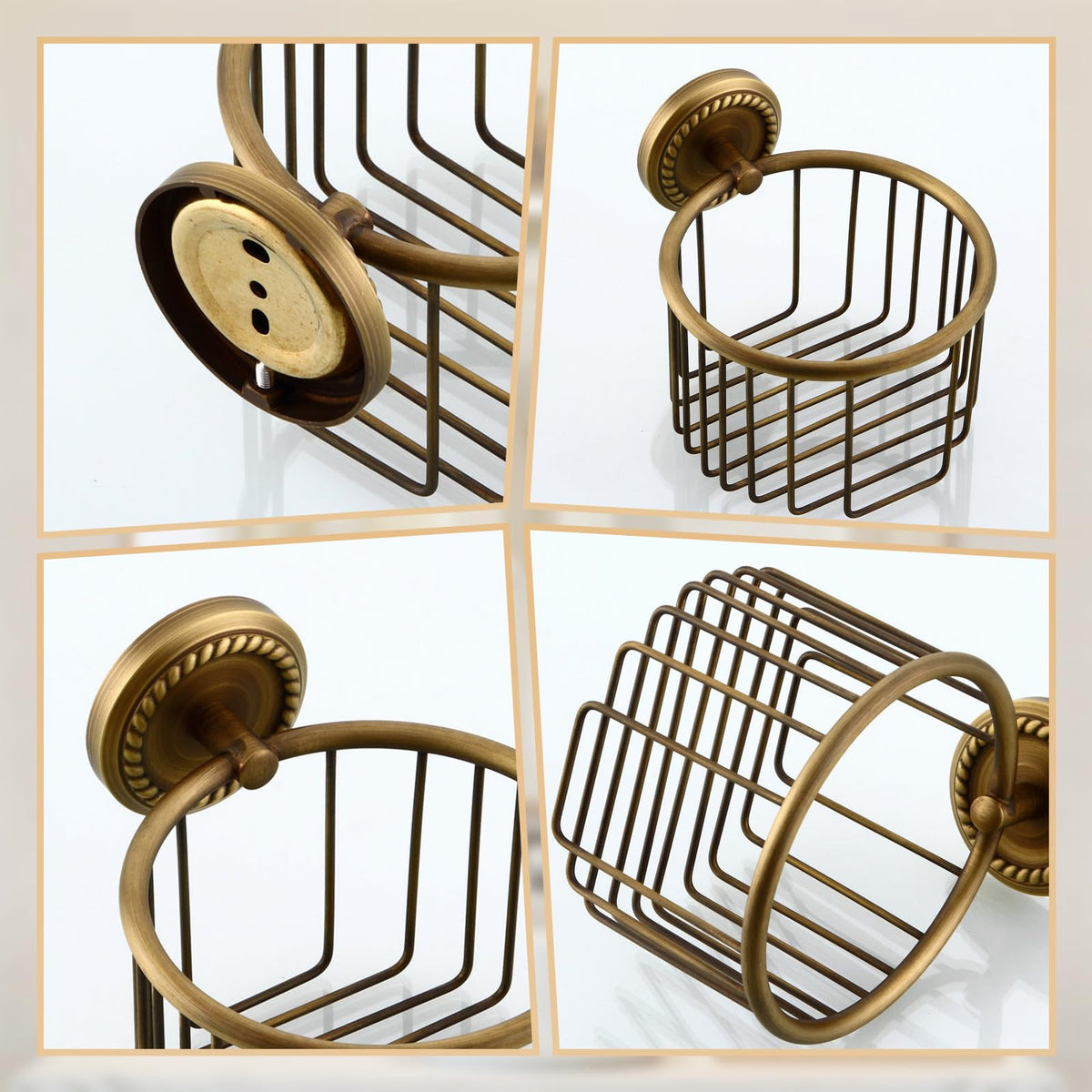 Kelelife wall-mounted brass holder saves counter space in small baths