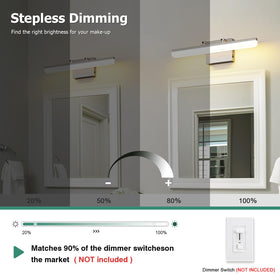 Keliden brushed nickel vanity light dimmable driver offers smooth brightness control