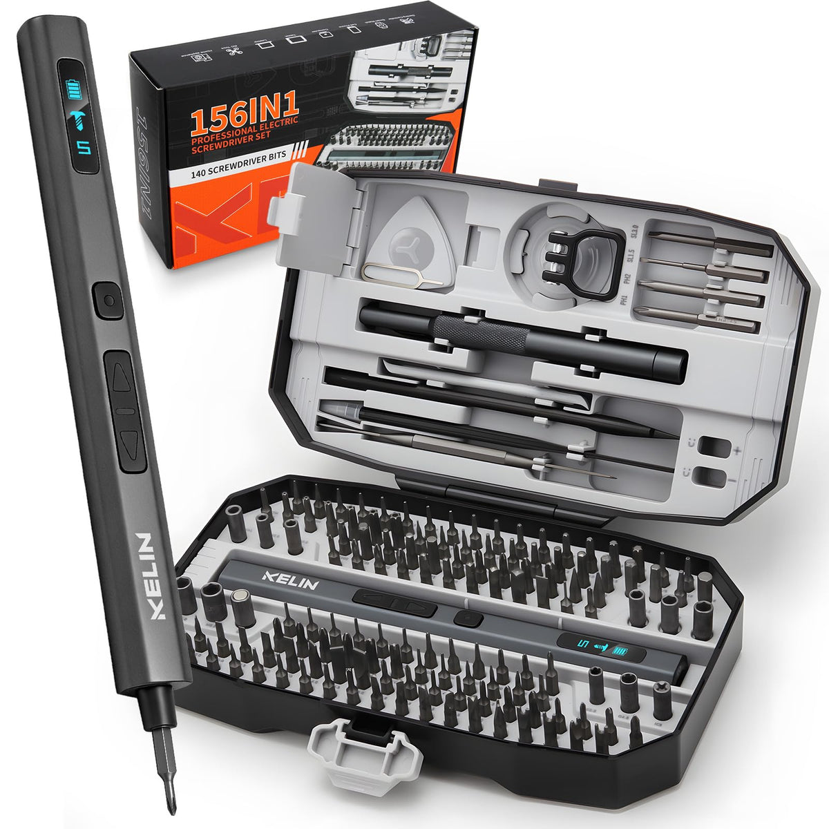 KELIN 156-in-1 electric screwdriver main unit for precise electronics repair.