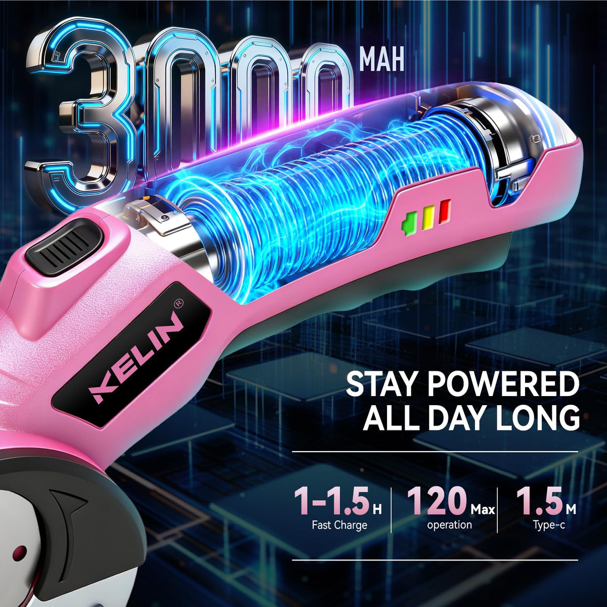 KELIN cordless electric scissors LED light for precise cuts in dim spaces