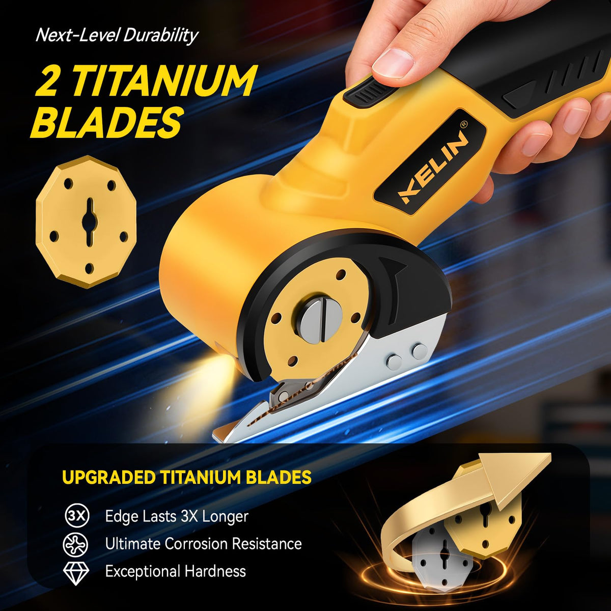 KELIN two blades, one installed and one spare for continuous cuts