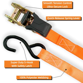 S-hooks and storage bag keep your tie-down kit organized.
