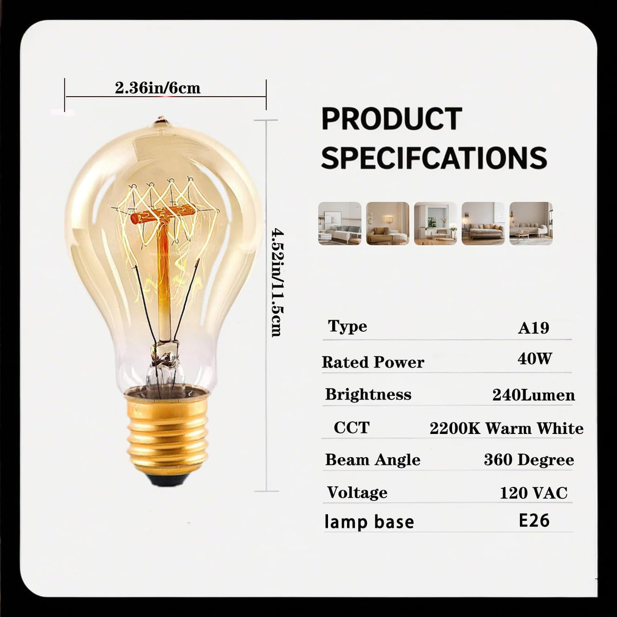 Kellarosses Edison bulb runs on 120V with a classic historic look for retro decor.