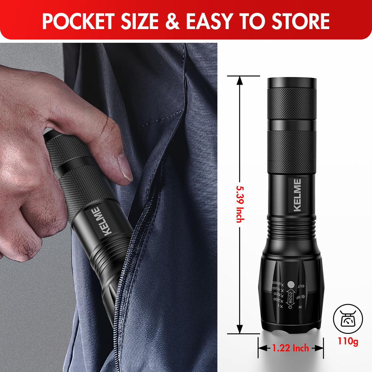 KELME emergency-use flashlights ideal for home, outdoor safety kits
