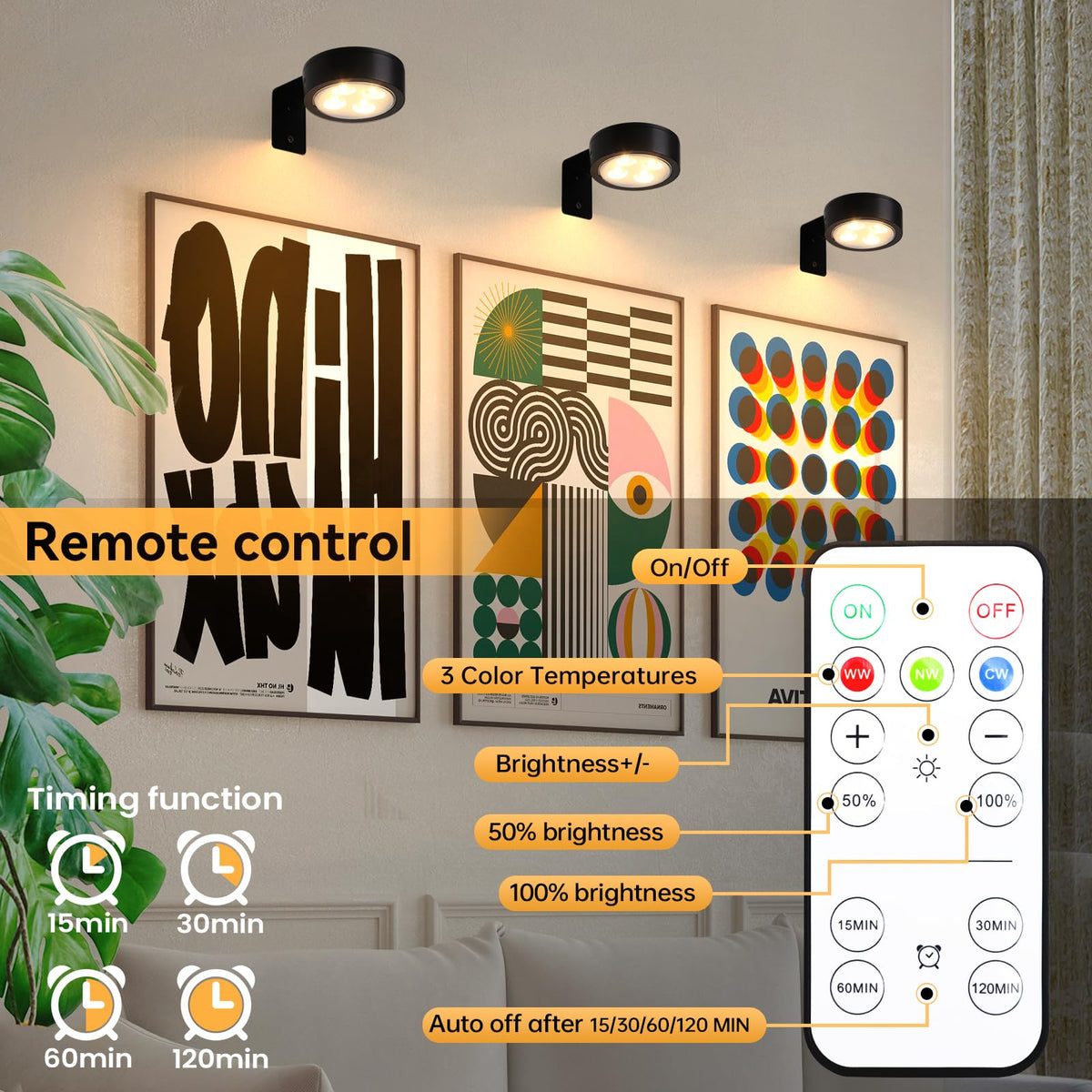 KELUOLY battery-operated light adds flexible, wireless illumination for walls.
