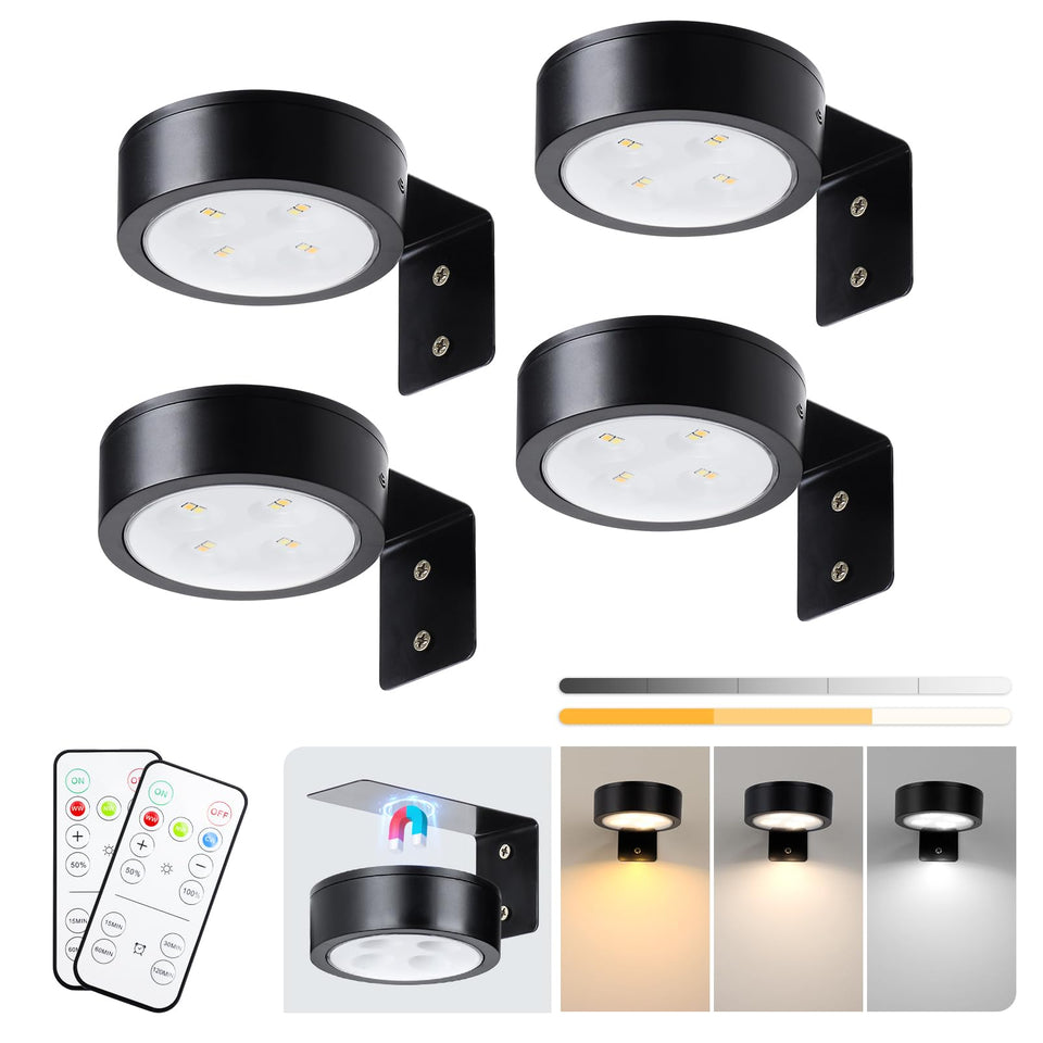 KELUOLY picture light with remote control illuminating framed art.