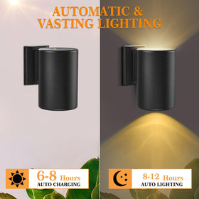 KelvinLux solar sconce withstands rain thanks to IP65 waterproof design.