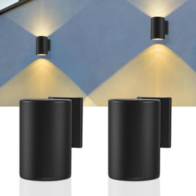 KelvinLux solar sconce with up-down glow enhances outdoor walls with warm illumination.