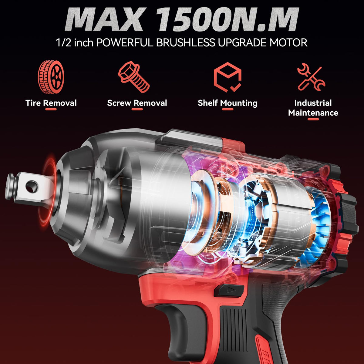 KELYEE brushless motor close-up highlighting cooler, durable performance