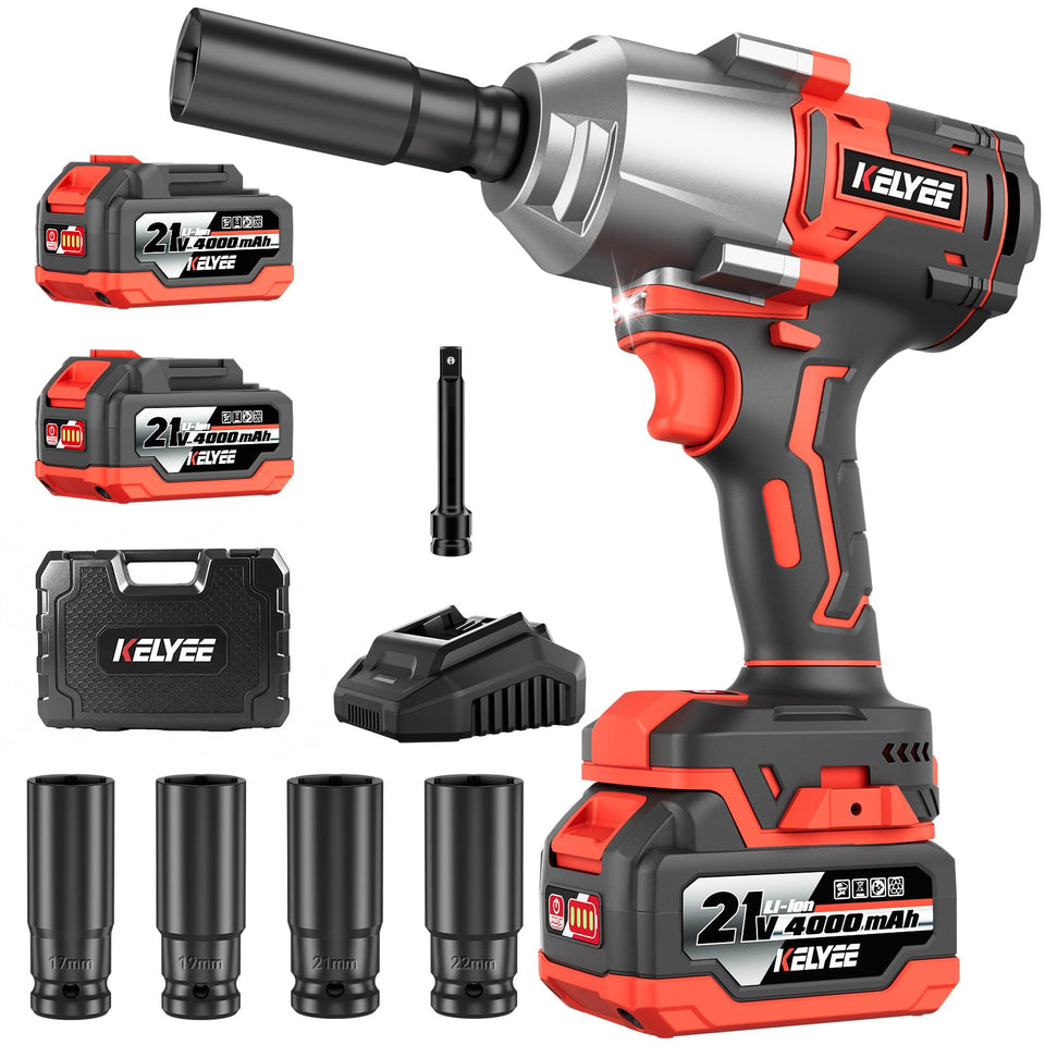 Kelyee cordless impact wrench front view highlighting durable build for heavy-duty use.