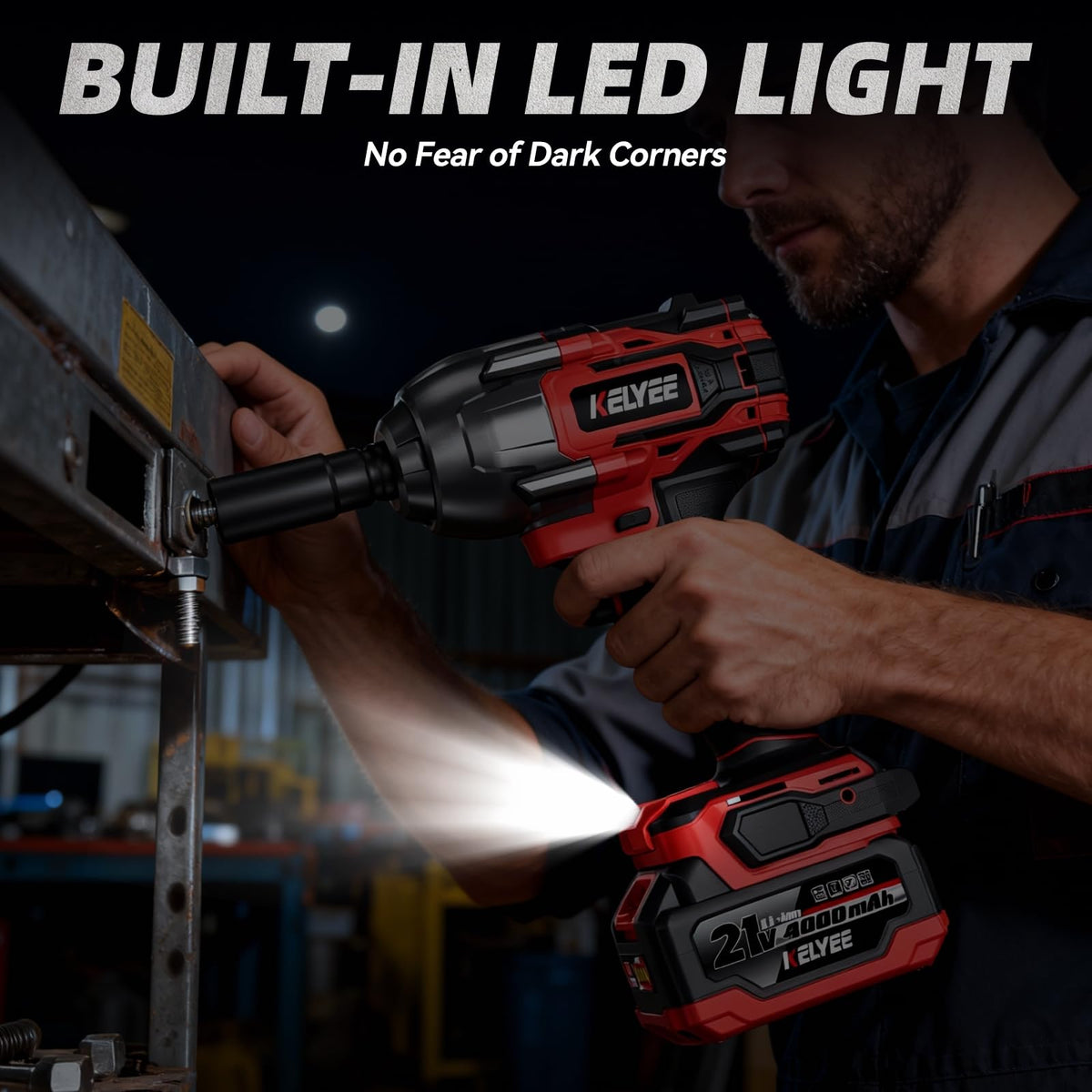 KELYEE LED work light illuminating dark repair tasks