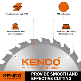 Kendo 5-8in arbor compatibility with standard table and miter saws.