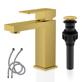 KENES LJ-9031-4 front view shows brushed gold faucet for elegant bathroom style.