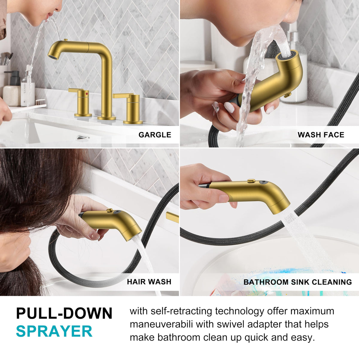 KENES brushed gold faucet complements modern bathrooms with long-lasting style.