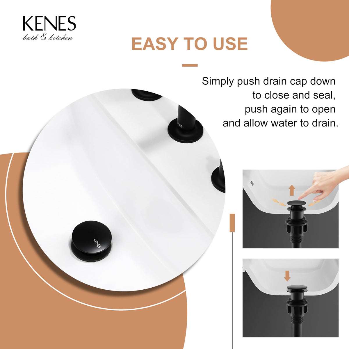 KENES KE-P300A-2 materials close-up, stainless steel and ABS blend for durability.
