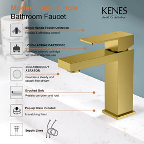 KENES LJ-9031-4 pop-up drain included for streamlined sink setup.