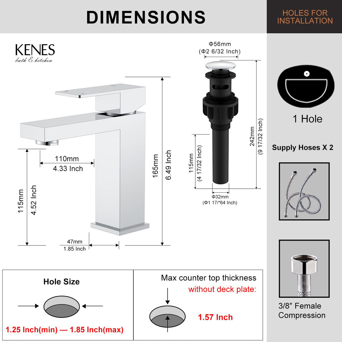 KENES LJ-9031-5 lead-free certification supports safe family bathroom use.