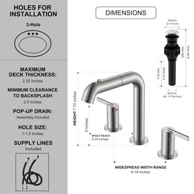 KENES LJ-9058A three-hole installation diagram for diy setup.