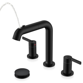 KENES matte black pull-down sprayer front view for easy access and clean lines.