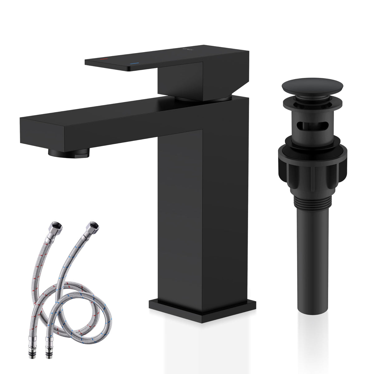 KENES matte black single-handle faucet front view adds modern style.