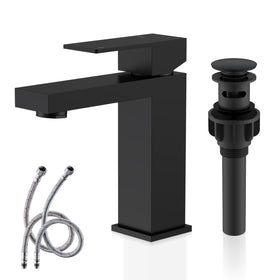 KENES matte black single-handle faucet front view adds modern style.