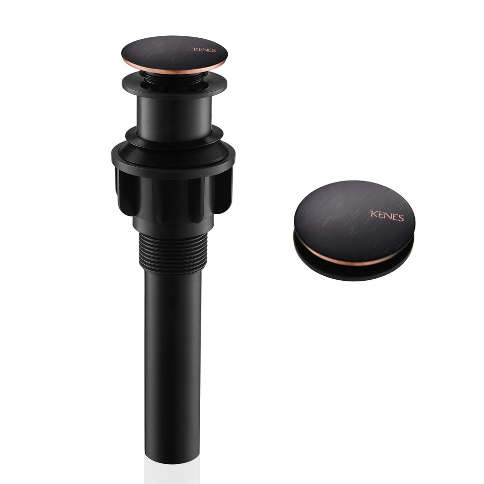 KENES oil-rubbed bronze vessel drain with pop-up action for quick drainage