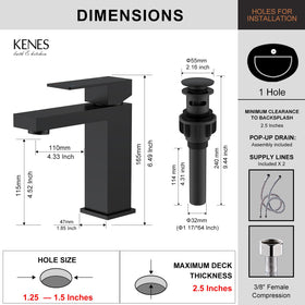 KENES pop-up drain assembly image for quick setup.