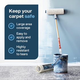 Kenley heavy-duty protector on stairs shields carpet from spills.