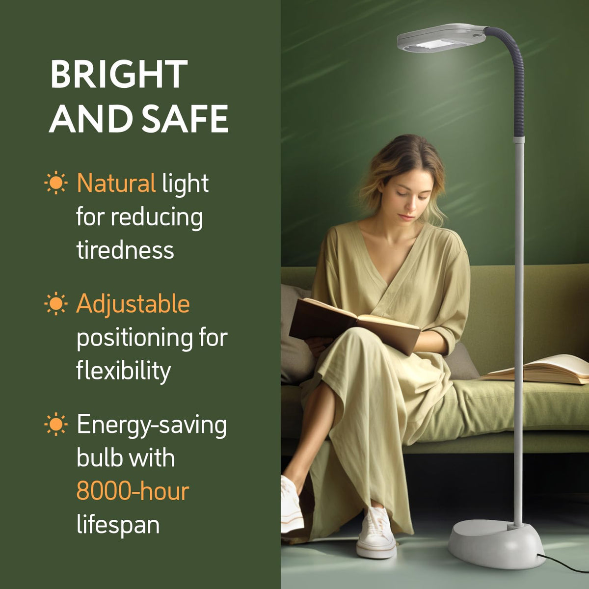 Kenley floor lamp set up for reading and crafting tasks