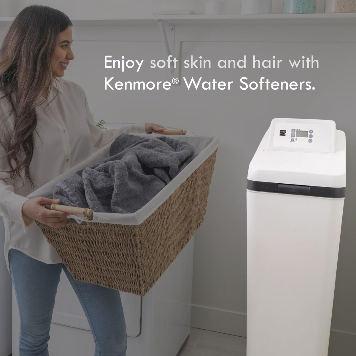 Kenmore 350 control panel displays flow rate and salt levels for easy monitoring.