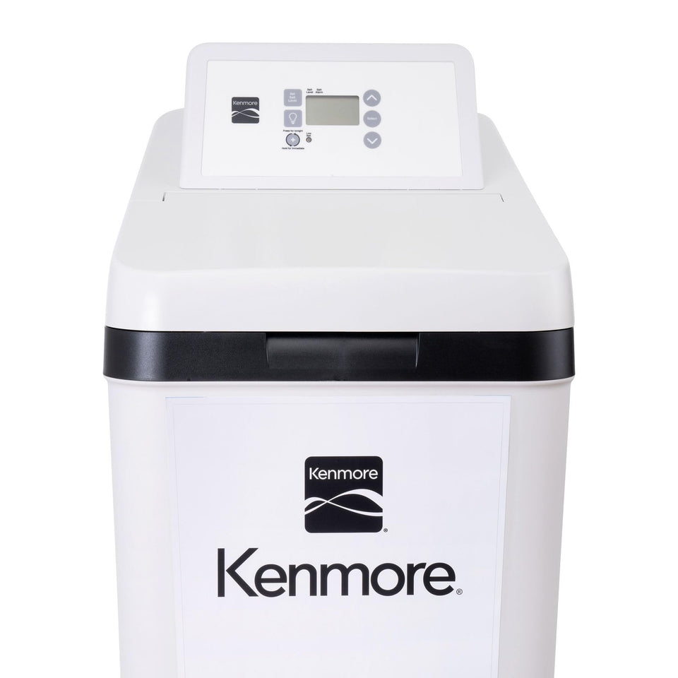 Kenmore 350 water softener exterior showing compact design for tight spaces.