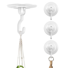 Keno adhesive hook with 360° rotating disc for versatile wall or ceiling setups.