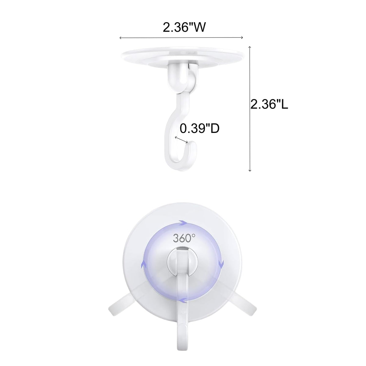 Keno hook demonstrates 3 lb capacity for lightweight wall or ceiling decor.