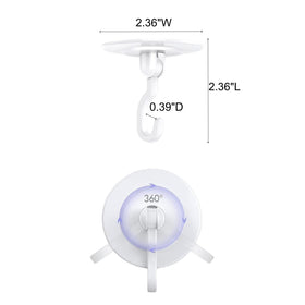 Keno hook demonstrates 3 lb capacity for lightweight wall or ceiling decor.